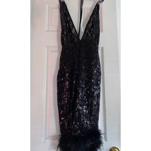 Sequin Black Fur Dress